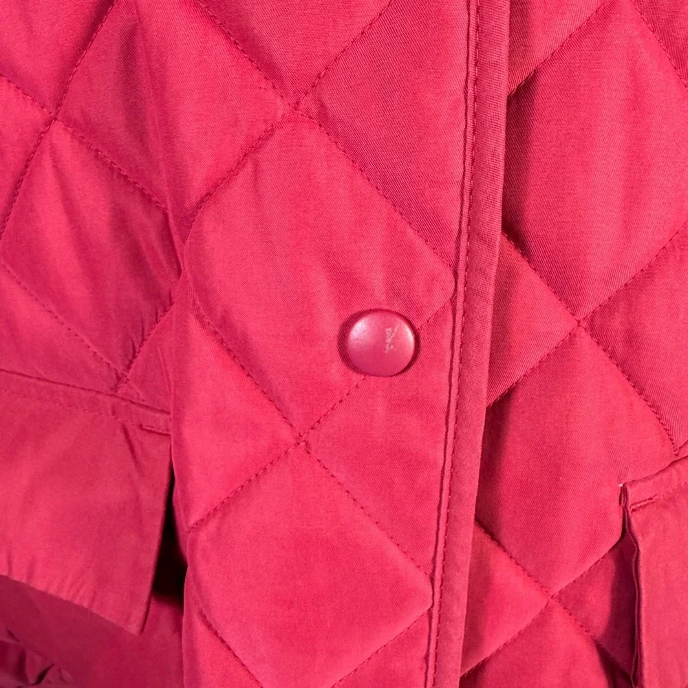Van Heusen Quilted Jacket Pink Button Front Pockets Stand Collar Women Sz L - Picture 7 of 11